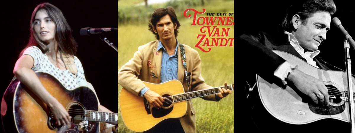 frise Emmylou Harris, Townes Van Zandt, Johnny Cash